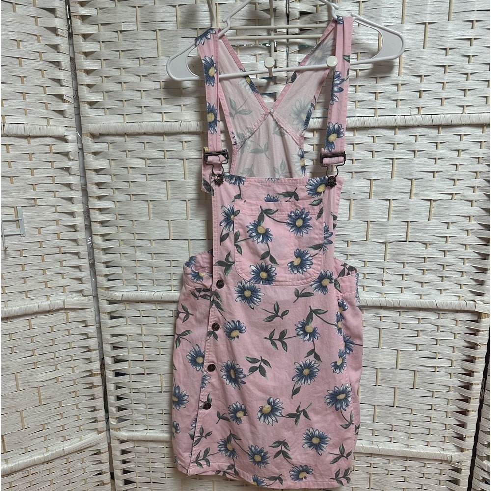 Aviva girls overall skort‎ size 16 floral euc 100%cotton